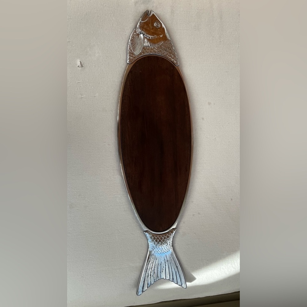 VTG. MCM Salmon Fish Wood 2-Piece Metal Serving Platter Tray 28 inch Germany WMF - Picture 2 of 16